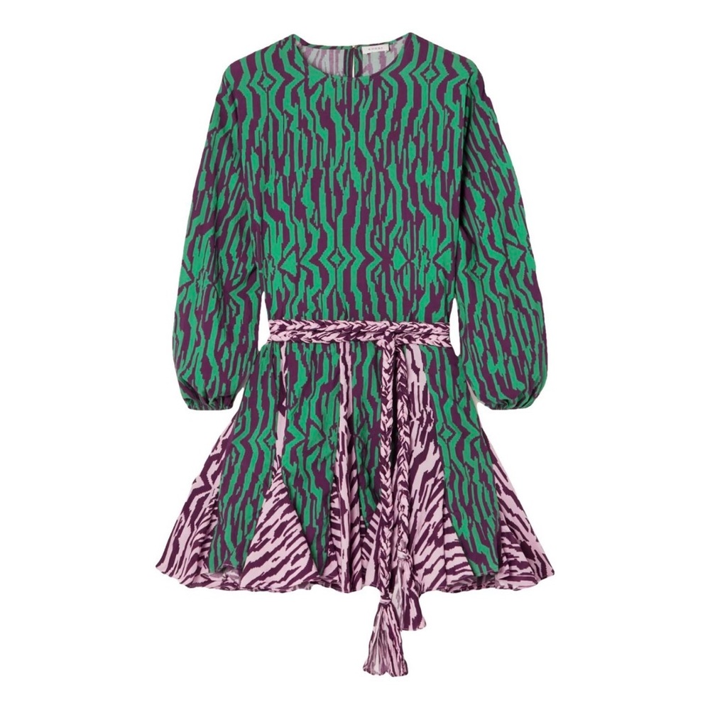 RHODE Ella Dress in Pixelated Zebra Green print S